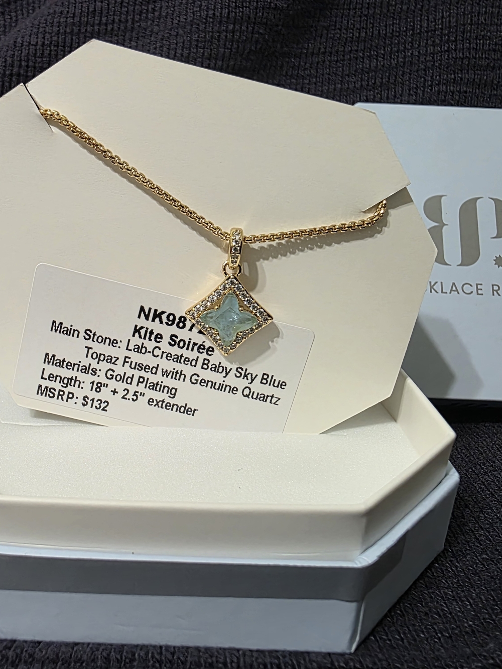 Baby Sky Blue Topaz Gold-Plated Pendant Necklace - Kite Soiree
